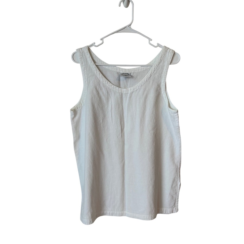 Color Me Cotton Womens White 100% American Cotton Tank Top Scoop Neck Size M